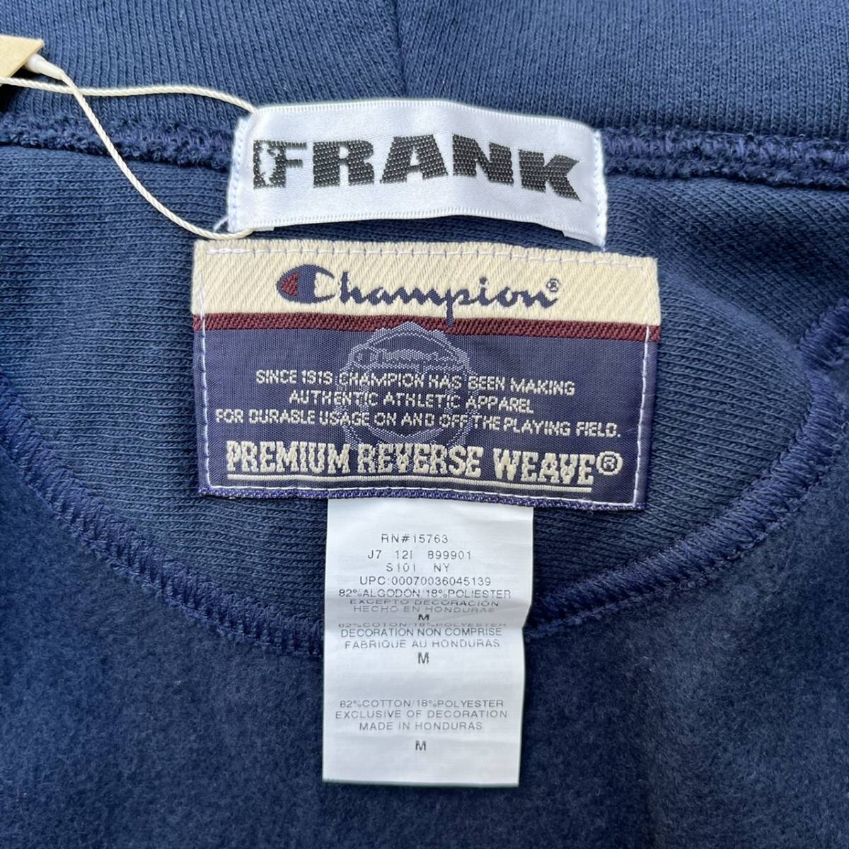 新品 FRANK フランク × CHAMPION チャンピオン Mサイズ ロゴ パーカー フーディ ネイビー