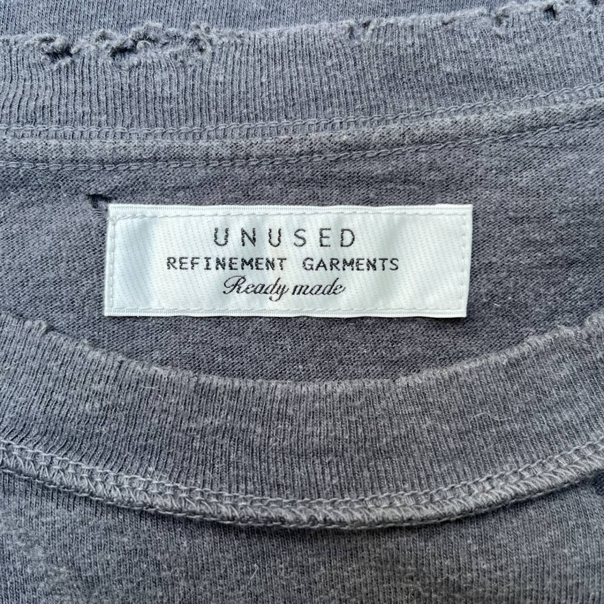 UNUSED アンユーズド サイズ1 クラッシュ加工 Tシャツ ビックシルエット ブラック