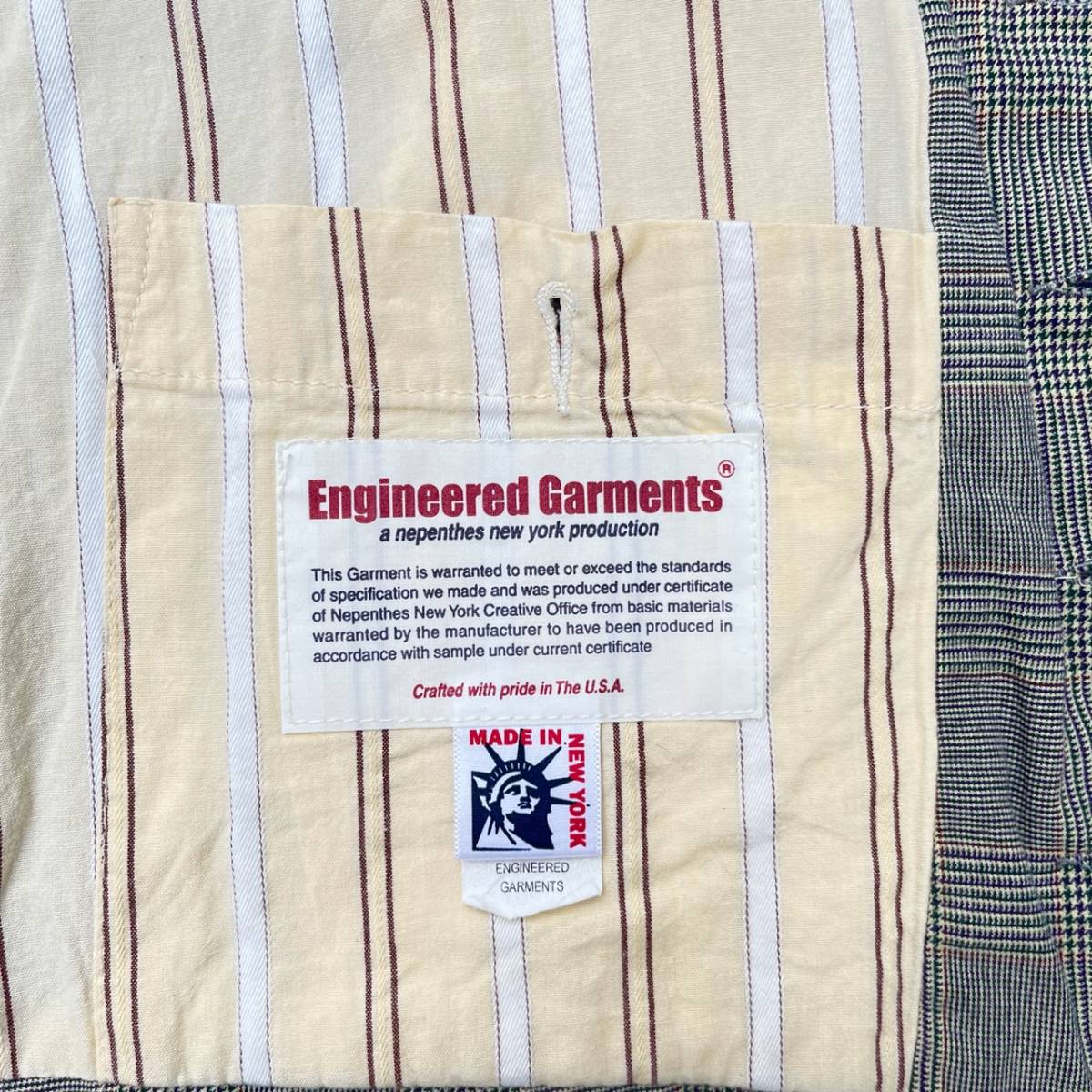 Engineered Garments エンジニアドガーメンツ XSサイズ チェック 襟付き ベスト グレー