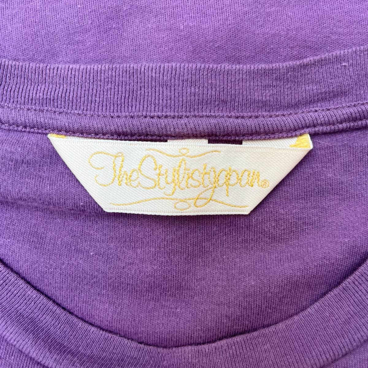 The Stylist Japan ザスタイリストジャパン Sサイズ ポケット Tシャツ ワンポイント刺繍 パープル